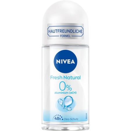 [해외]NIVEA 프레시 내추럴 데오도란트 롤온(50ml), 알루미늄(ACH)이 함유되지 않은 데오도란트, 48시간 보호 및 부드러운 , 독특한 INFINIFRESH 포뮬러와 해양