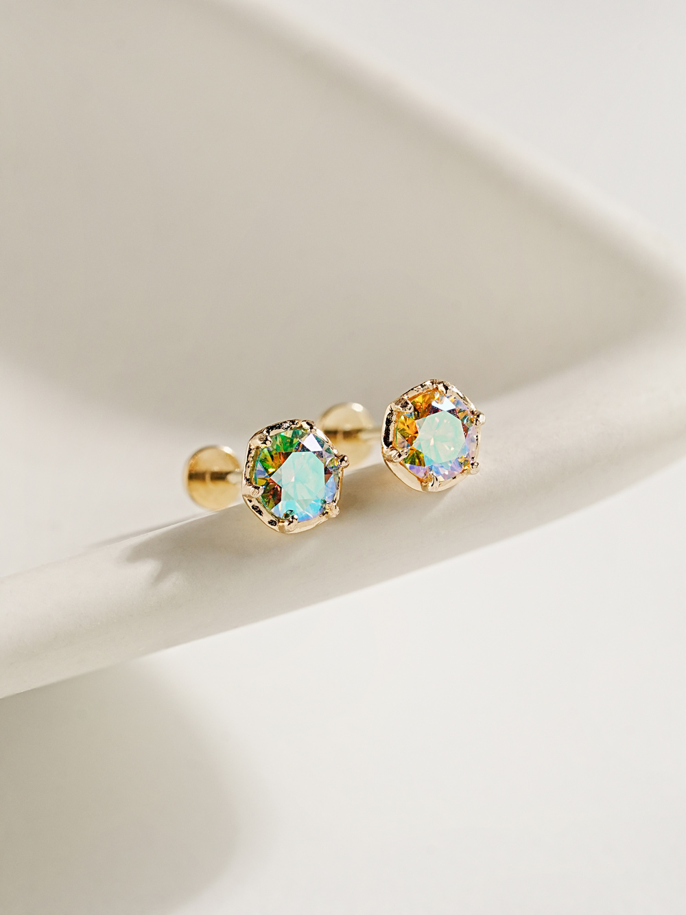 [0.8mm]14K 인터널 모이사나이트 다이아 오로라 라블렛 피어싱 3부