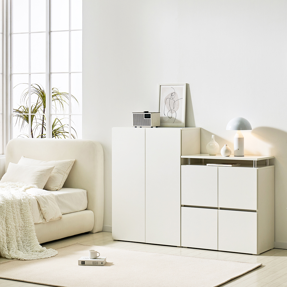 로아 수납장 모듈 다용도 거실 맘마존 (상판형) 800, 2단, 화이트