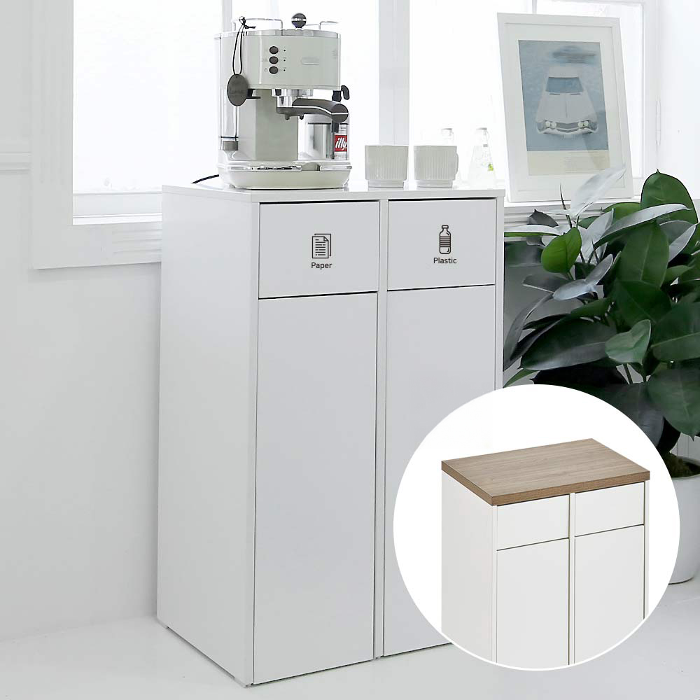 E0자재 ST9653 재활용 2칸 분리수거함 70L