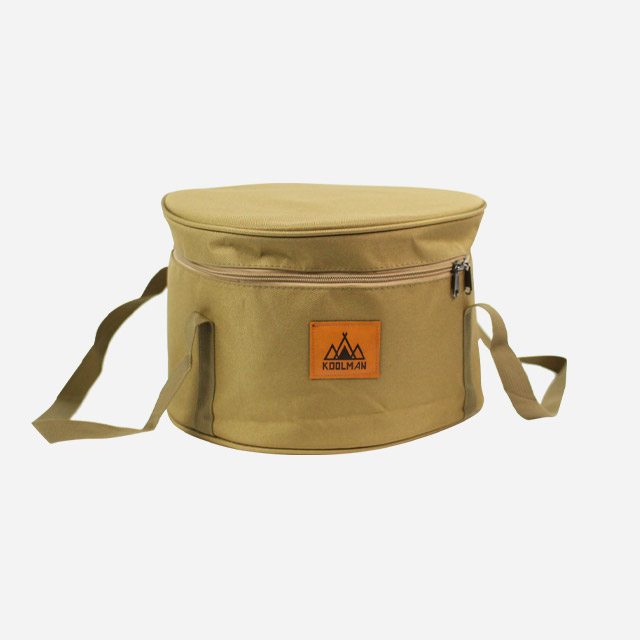 KOOLMAN 쿨맨 캠핑 코펠 가방 원형 식기 수납 L, 골든브라운