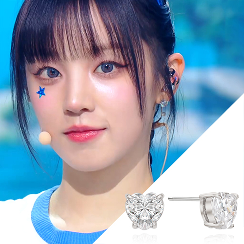 (여자)아이들 우기 귀걸이 임수향 폴브리알 주얼리 하트 큐빅 귀걸이 8mm PUBE0308 - 상세 이미지 2