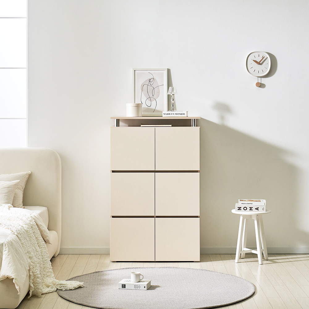 로아 수납장 모듈 다용도 거실 맘마존 (상판형) 800, 3단, 크림화이트