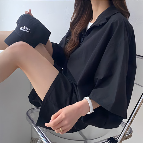 Darti 아노락 반팔 반집업 바람막이 반바지 set 세트구성 7컬러 2단사이즈 - 상세 이미지 2