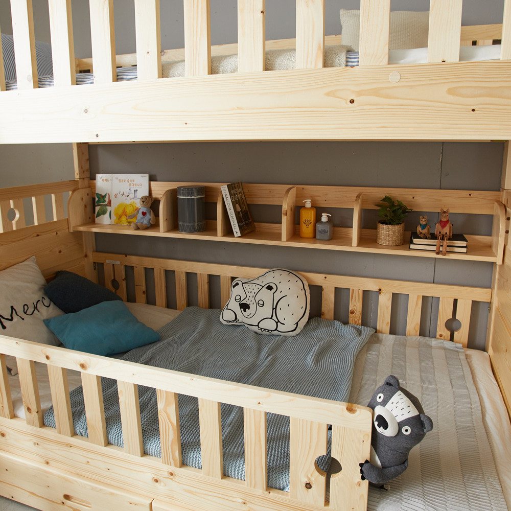 원목 이층침대 어린이 주니어 분리형 튼튼한 다자녀 침대 가드 S