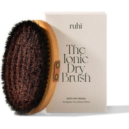 [해외]ruhI RUHI 수도원 브러시-이온 바디 드라이 브러시-에너지 브러시-드라이 브러싱 마사지용 구리 브러시 100 모-독일산-FS [01]Holzfarbe/beIge/sch