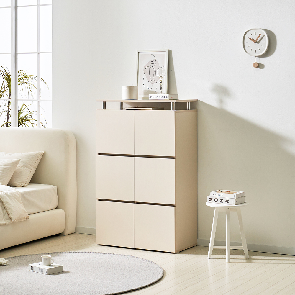 로아 수납장 모듈 다용도 거실 맘마존 (상판형) 800, 3단, 크림화이트