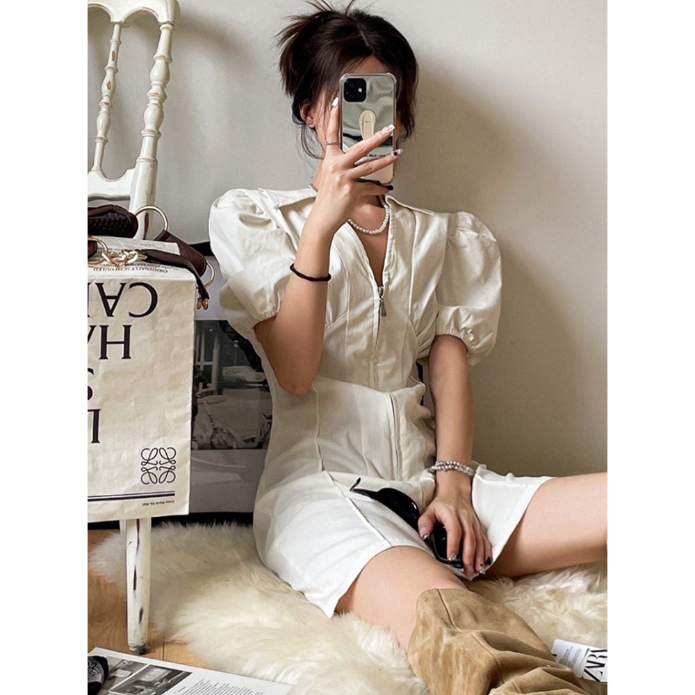 신랑수업 123회 이수지 원피스 화이트 퍼프 소매 세련된 의상 옷 패션 - 상세 이미지 4
