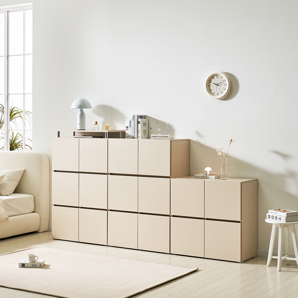 로아 수납장 모듈 다용도 거실 맘마존 (기본형) 800, 3단, 크림화이트