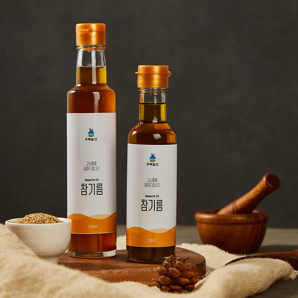 [오복농산]저온압착 국내산 통참깨 착유한 참기름 들기름180ml/250ml 선물세트포장 이미지 6