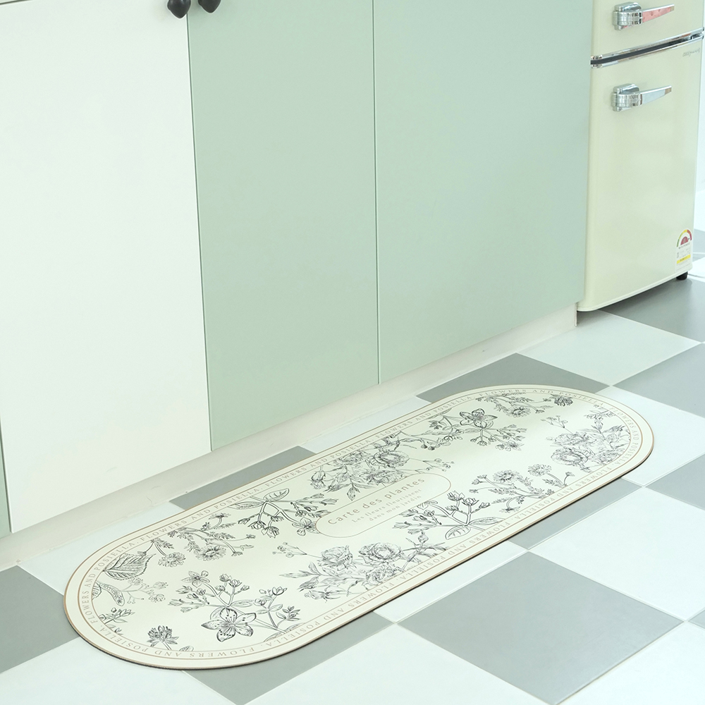 포시엘라 빨아쓰는 규조토 주방 매트 대형 키친 싱크대 발매트 북유럽 시그니쳐 타원 XL