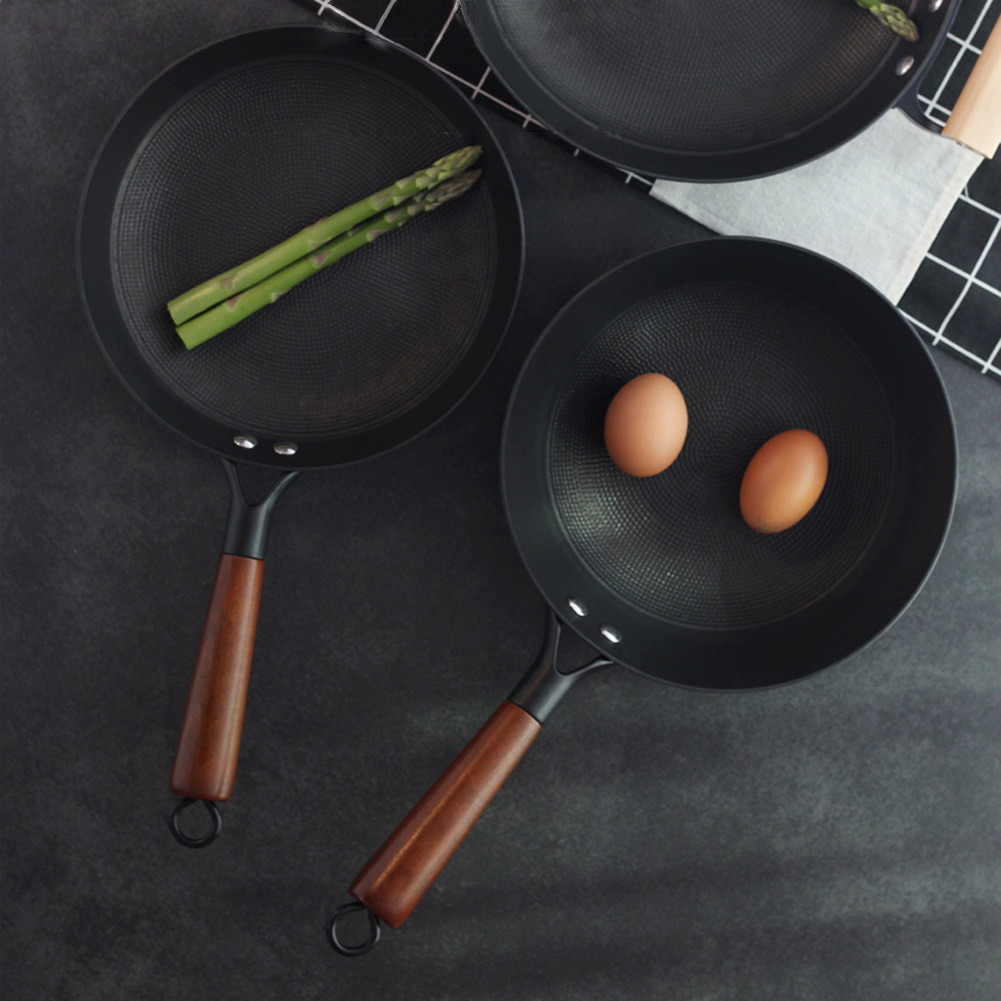 고급 원목손잡이 주물프라이팬 레스토랑 경량 무쇠팬 24cm