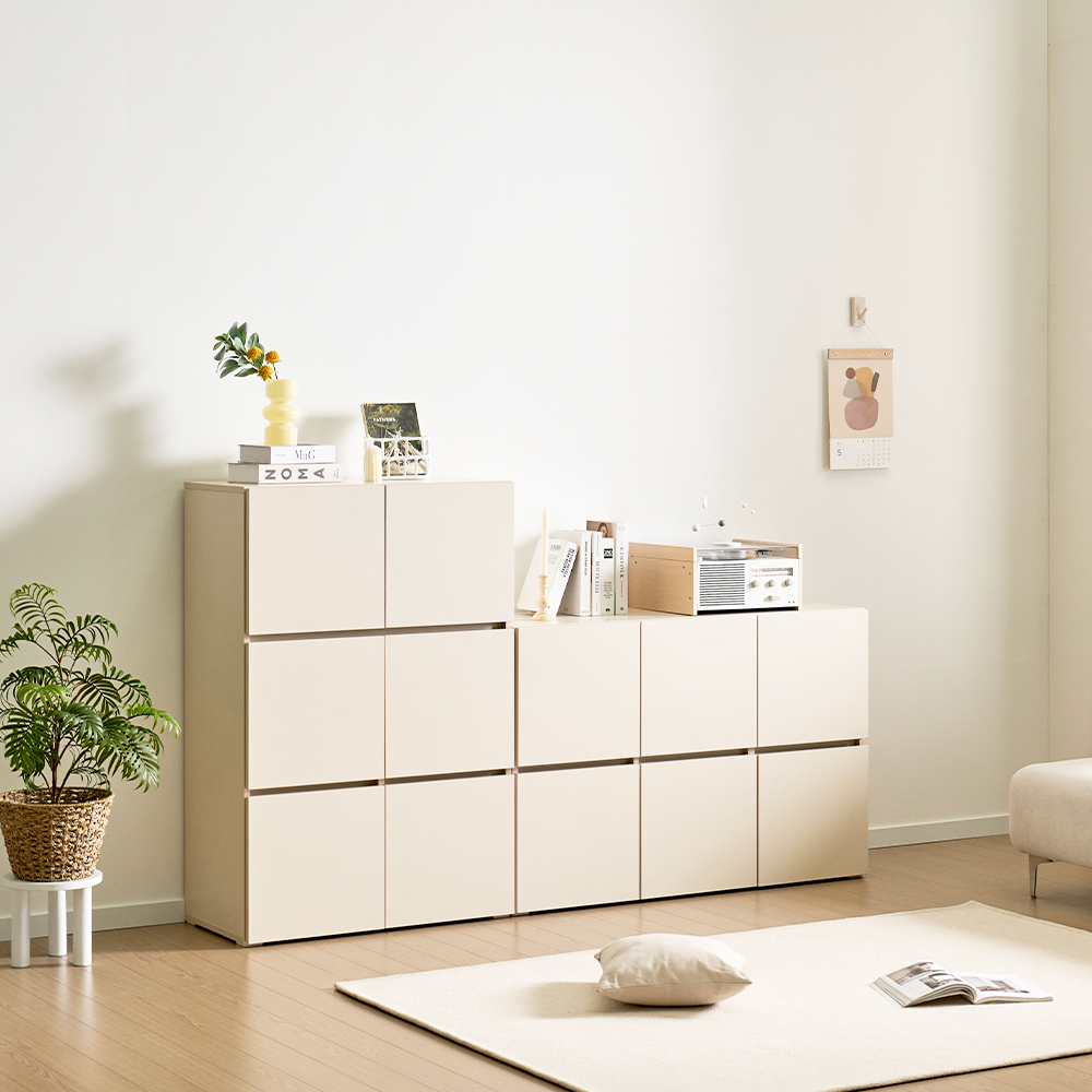 로아 수납장 모듈 다용도 거실 맘마존 (기본형) 800, 3단, 크림화이트