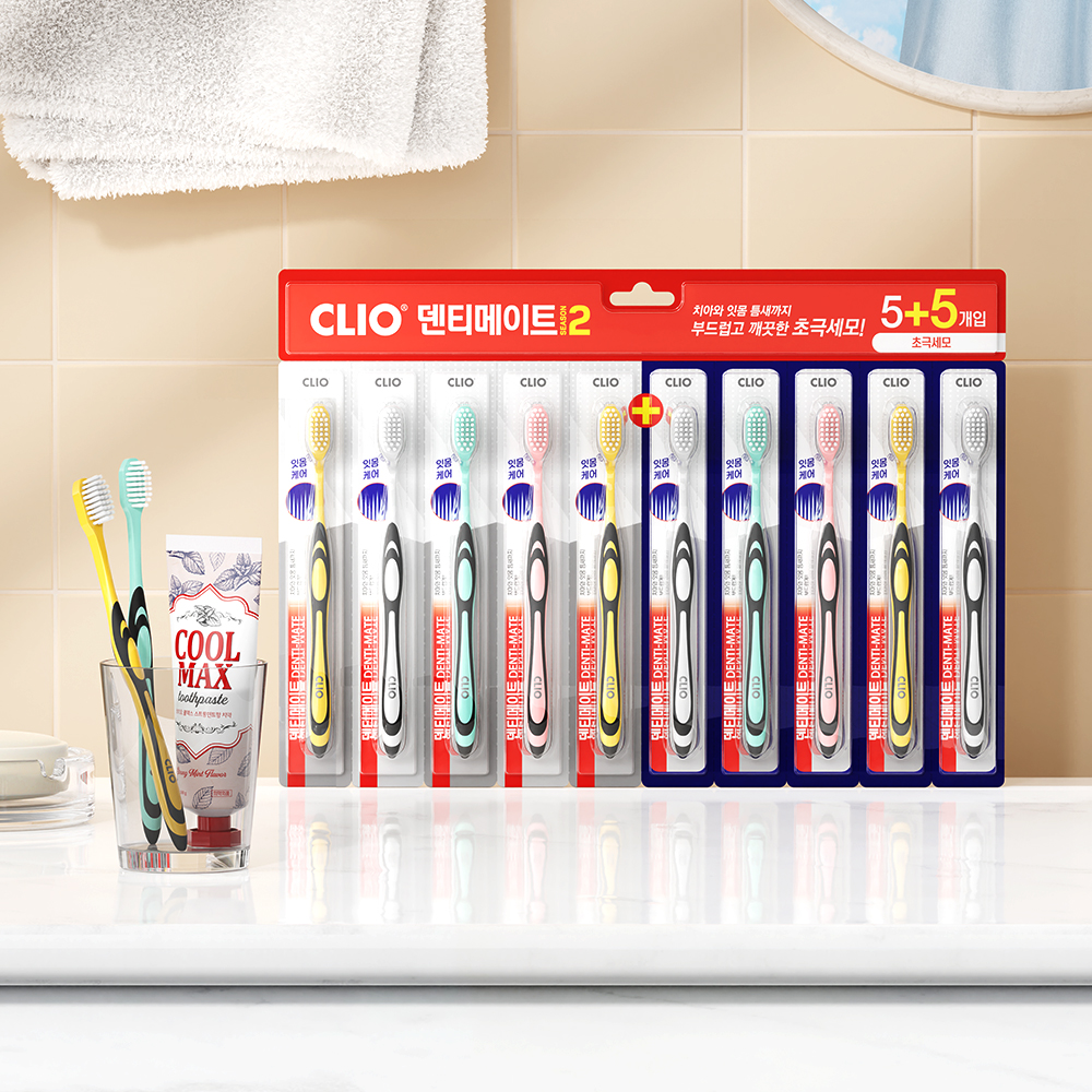 크리오 덴티메이트 시즌2 초극세모 칫솔 10개입, 3개