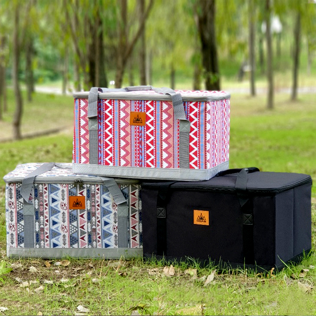 KOOLMAN 쿨맨 캠핑 가방 접이식 하드케이스 수납 트렁크정리 L, 레드패턴