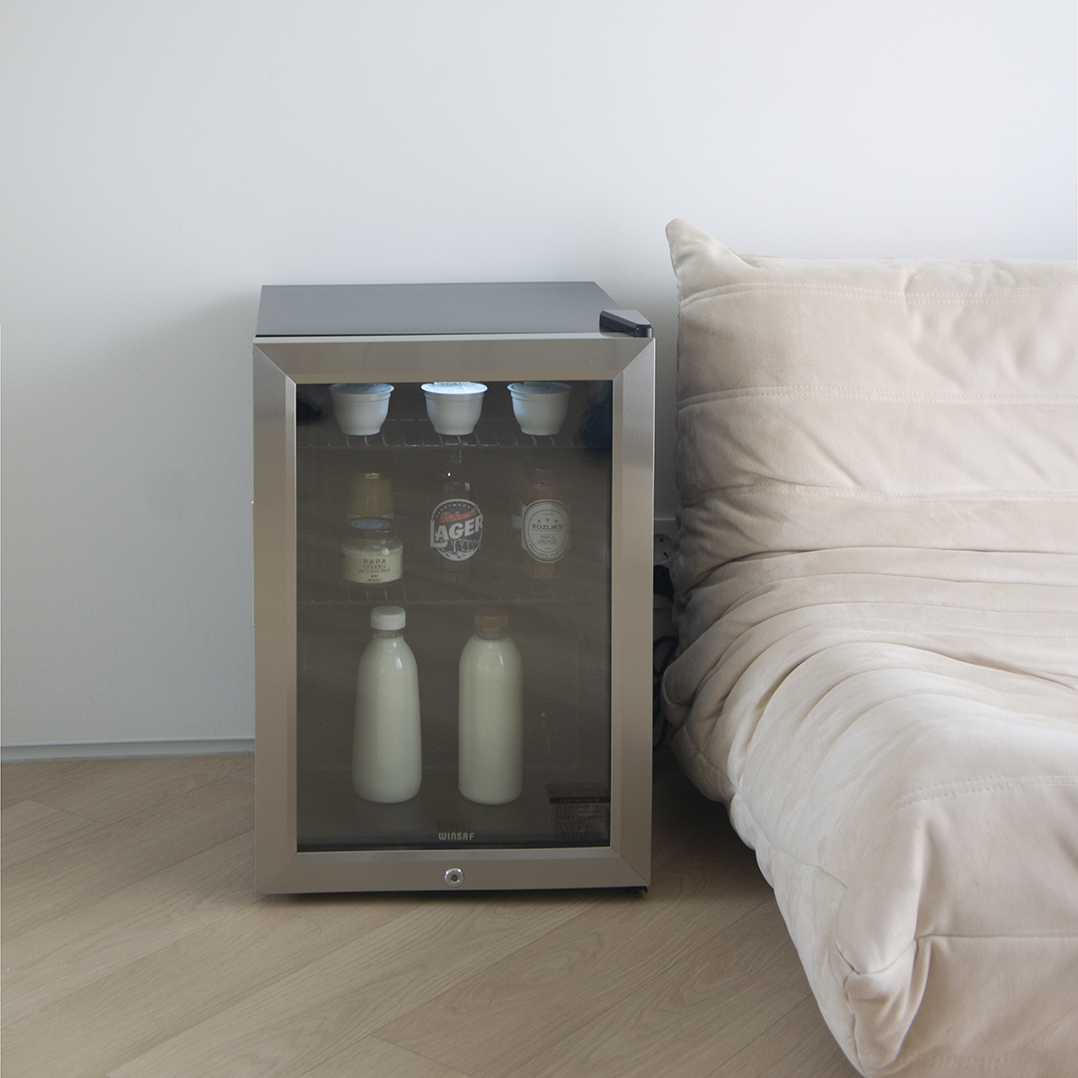 윈세프 미니 쇼케이스 냉장고 BD-36P 58L 가정용 인테리어 음료수 술장고 윈텍