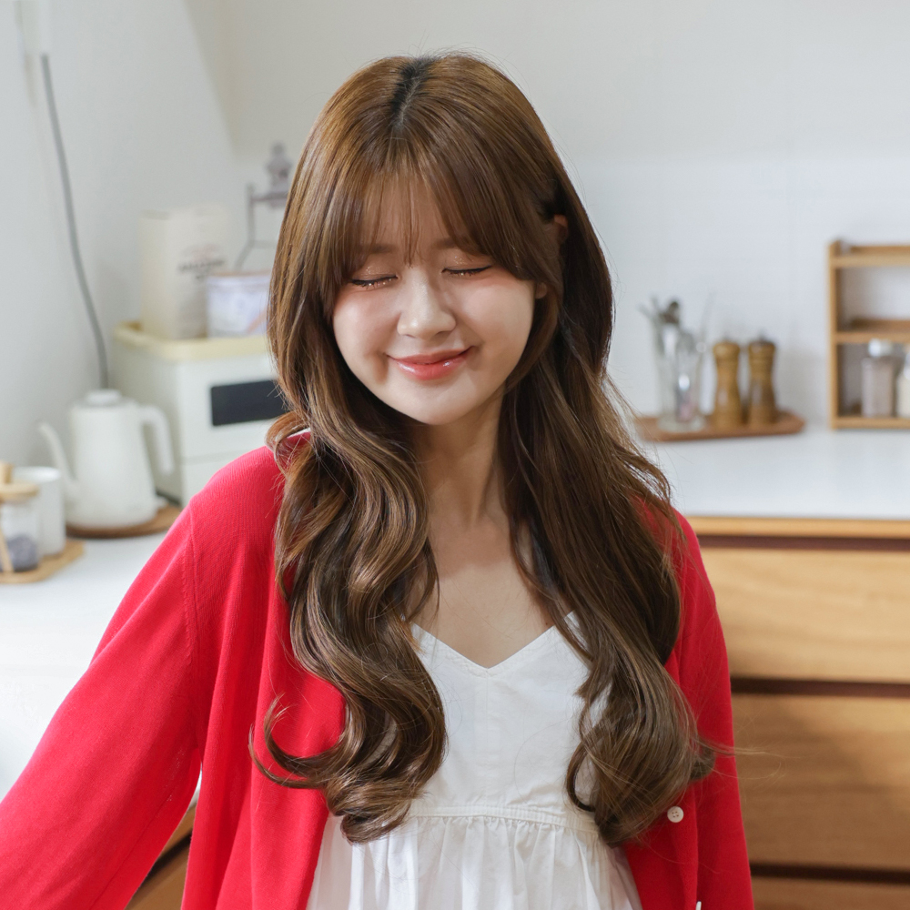 붙임머리 부분 똑딱이 헤어피스 긴머리 웨이브 4피스 - 상품 이미지