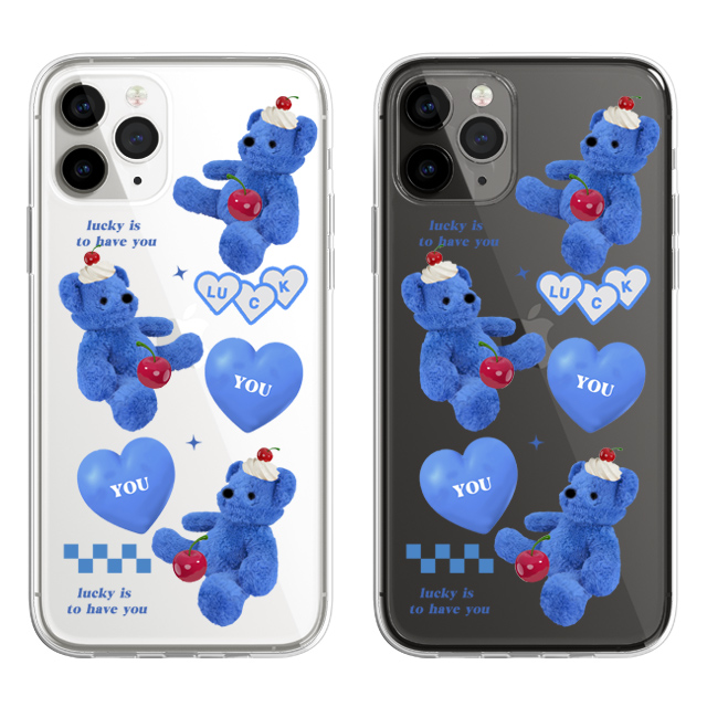 곰돌이 커플 하트 투명 젤리 케이스 - 상품 이미지