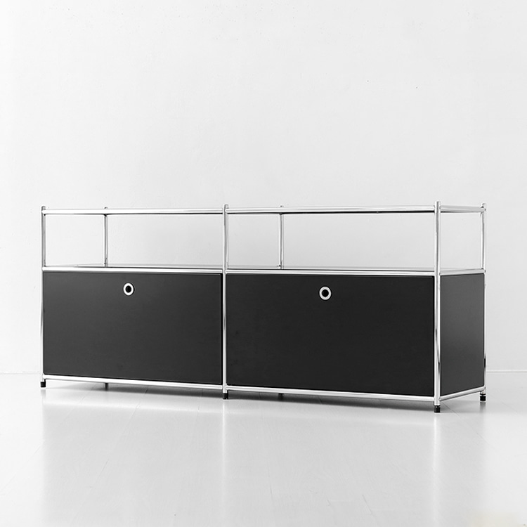 심플리 2x2 수납장 2문 BC601 1520mmx400mm640mm, 2단, 매트블랙 1185.8846 - 상세 이미지 2