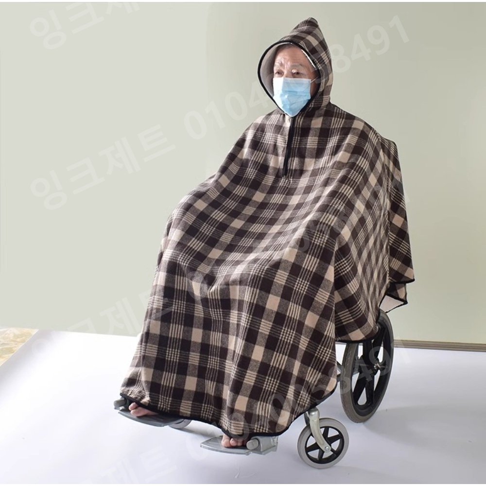 휠체어 망토 전신 후드 담요 장애인 외출 다리 덮개 - 상품 이미지