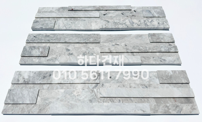 크리스탈 패널타일 600x150x15T 마블그레이 / 하다건재 천연석타일