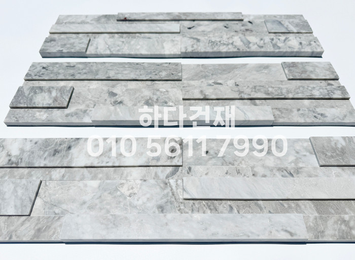 크리스탈 패널타일 600x150x15T 마블그레이 / 하다건재 천연석타일