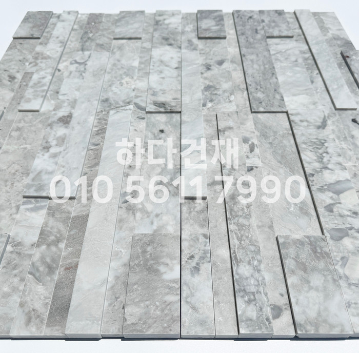 크리스탈 패널타일 600x150x15T 마블그레이 / 하다건재 천연석타일
