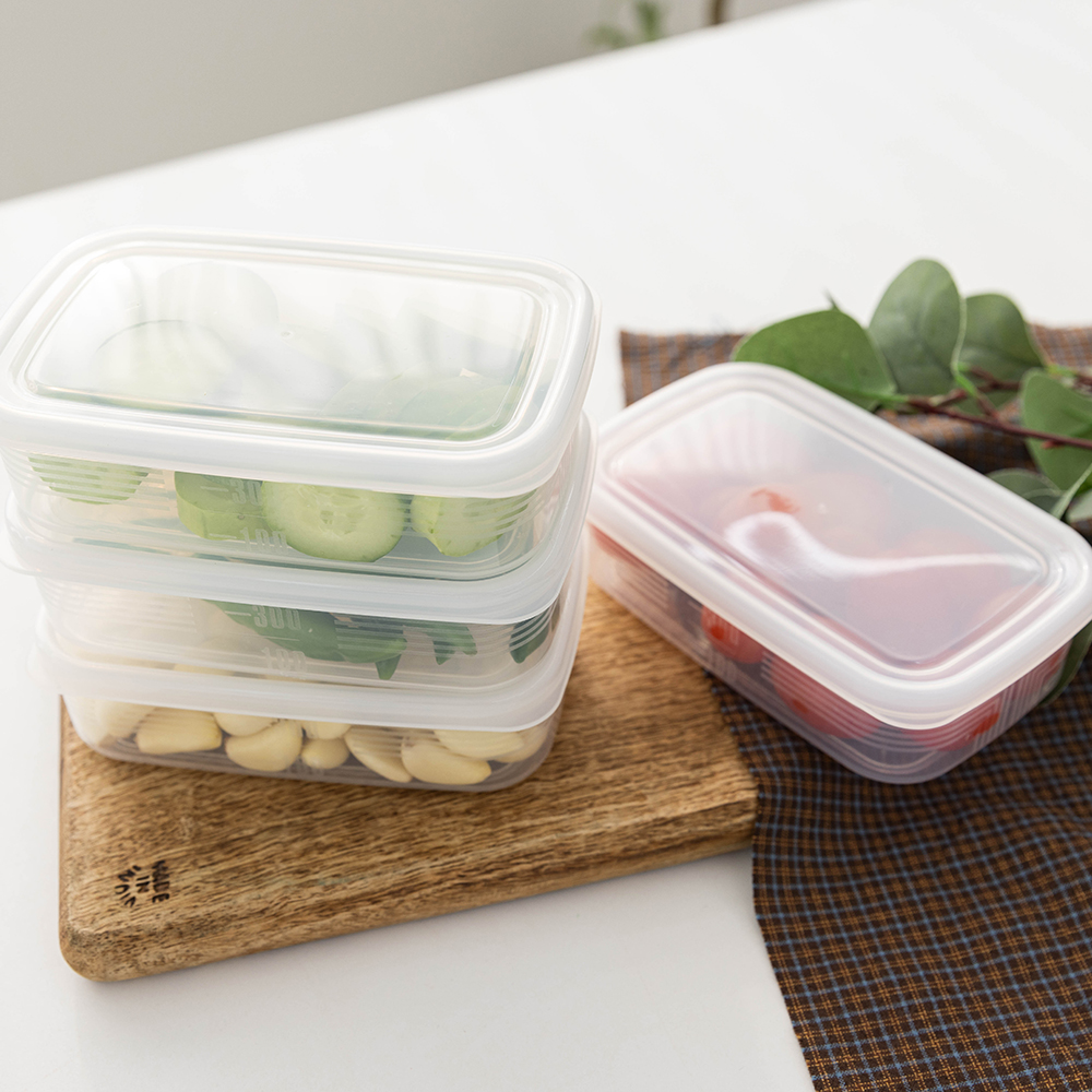 사각 밀폐용기V 450ml 총 6p 플라스틱 냉장고 반찬통 - 메인 이미지