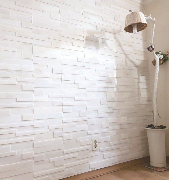 크리스탈 패널타일 600x150x15T 화이트 / 하다건재 천연석타일