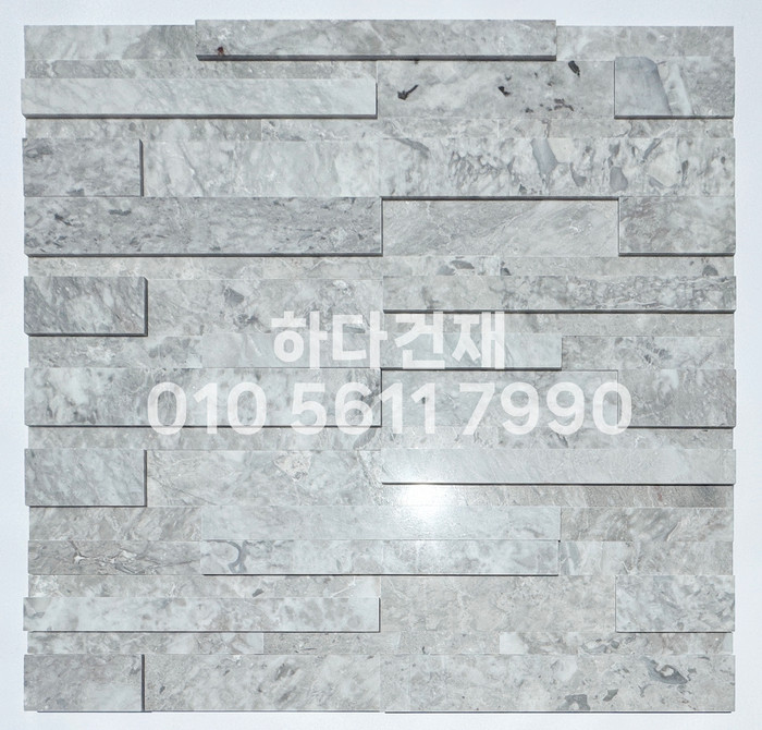 크리스탈 패널타일 600x150x15T 마블그레이 / 하다건재 천연석타일
