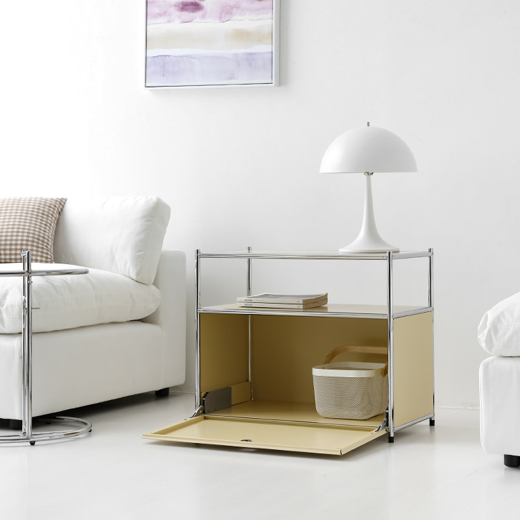 심플리 1x2 수납장 1문 BC602 770mmx400mmx640mm, 2단, 솔리드베이지 9869.0094 - 상세 이미지 4