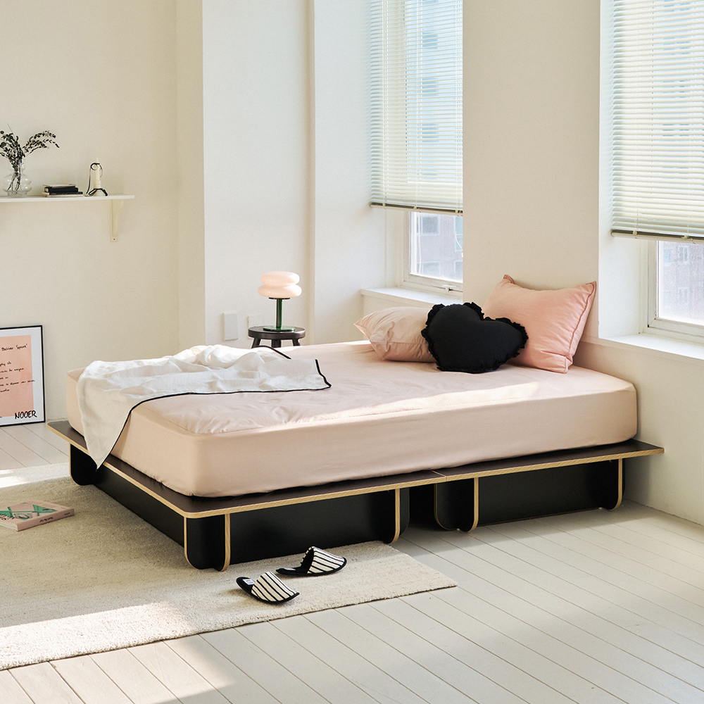 누어 룬드 평상형 수납 침대 프레임 저상형 싱글 슈퍼싱글 SS