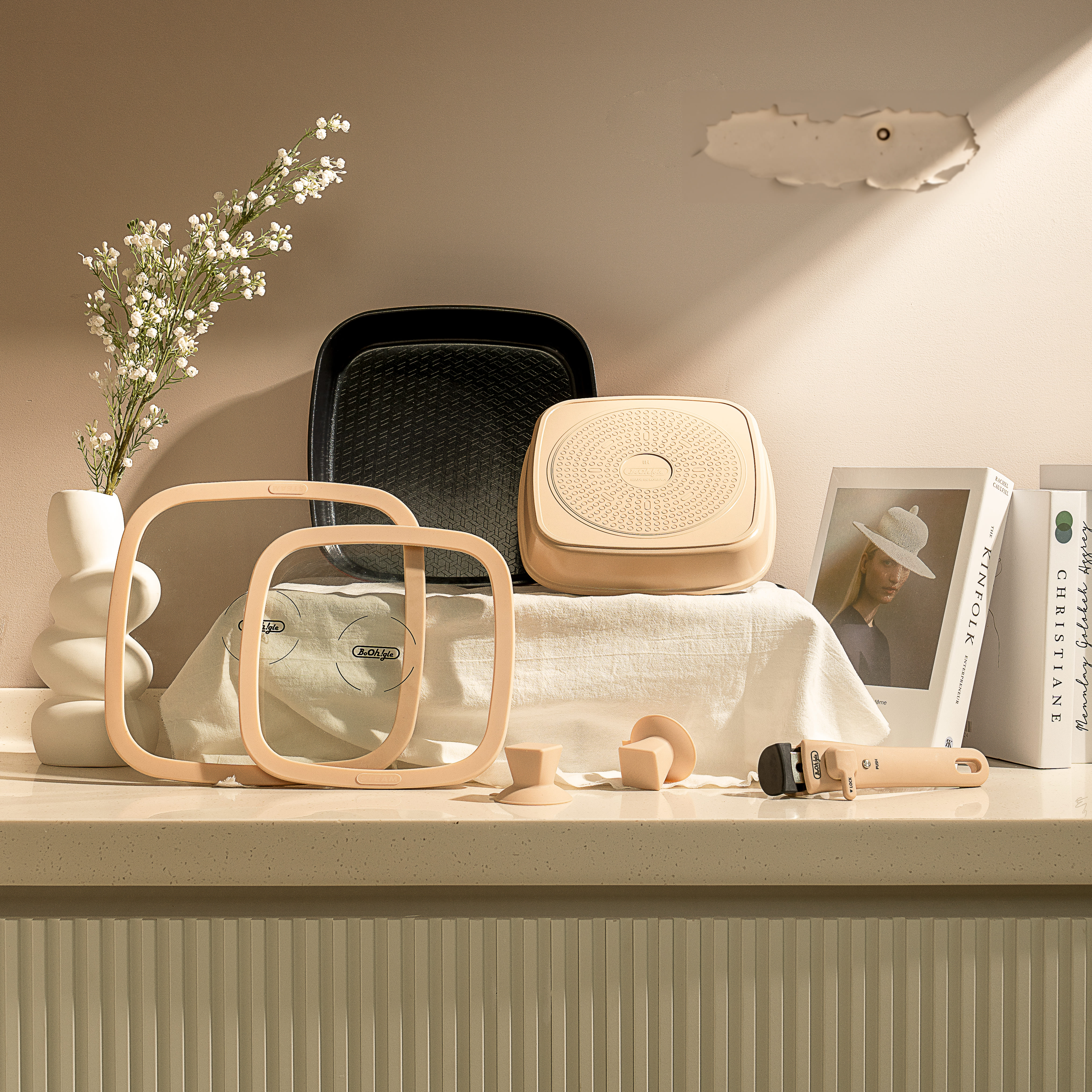 보오글 인덕션 후라이팬 프라이팬 후라이펜 사각 인덕션용 후라이팬 더블 세트 (22cm+26cm)