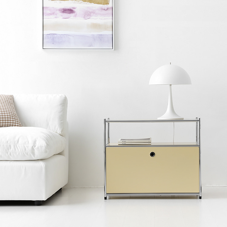 심플리 1x2 수납장 1문 BC602 770mmx400mmx640mm, 2단, 소프트옐로우 9634.0474 - 상세 이미지 5