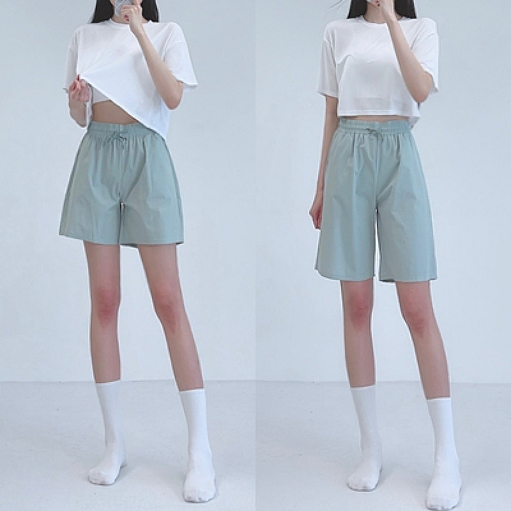찜k 여성 반바지 하이웨스트 여자 여름바지 썸머반바지 버뮤다팬츠 밴딩 바스락 냉장고 팬츠
