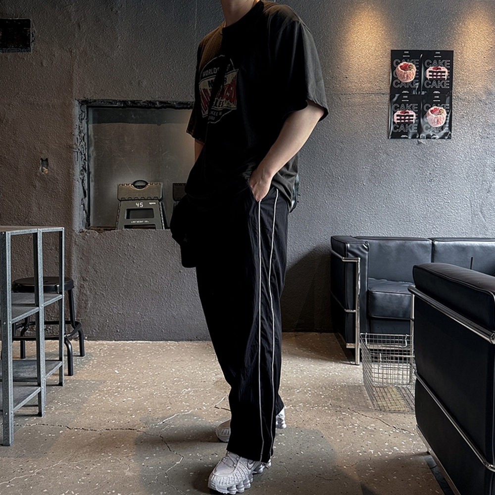 2장 남자나일론팬츠 통넓은바지 남자와이드팬츠 - 상세 이미지 4