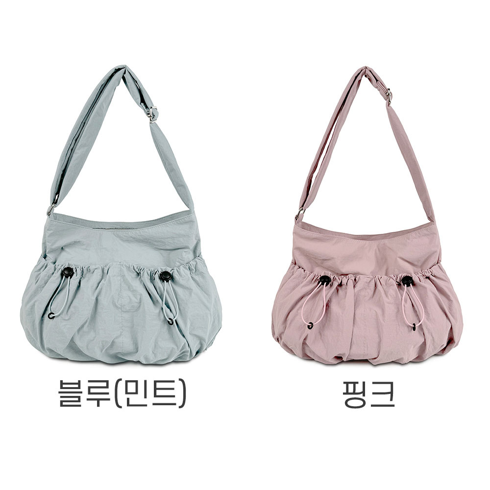 가벼운 빅숄더백 스트링포켓 초경량 나일론 큰 천숄더가방 보부상가방 크로스숄더백 - 상세 이미지 4