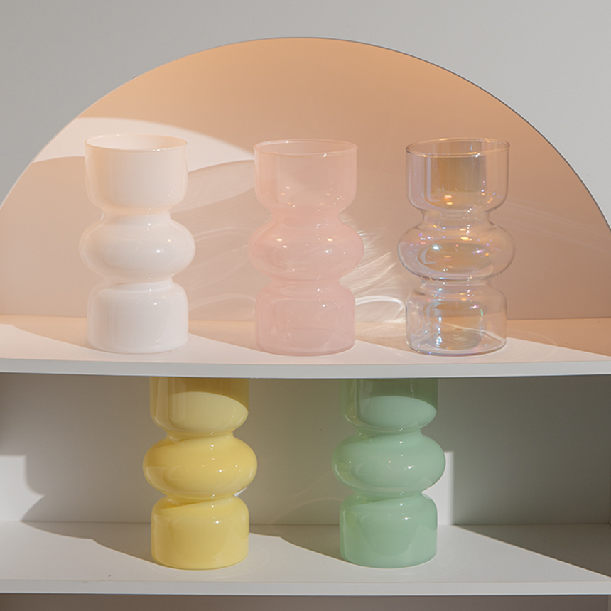 투명 원통 꽃병 vase 인테리어 조화 꽂이 유리 화병 - 상품 이미지