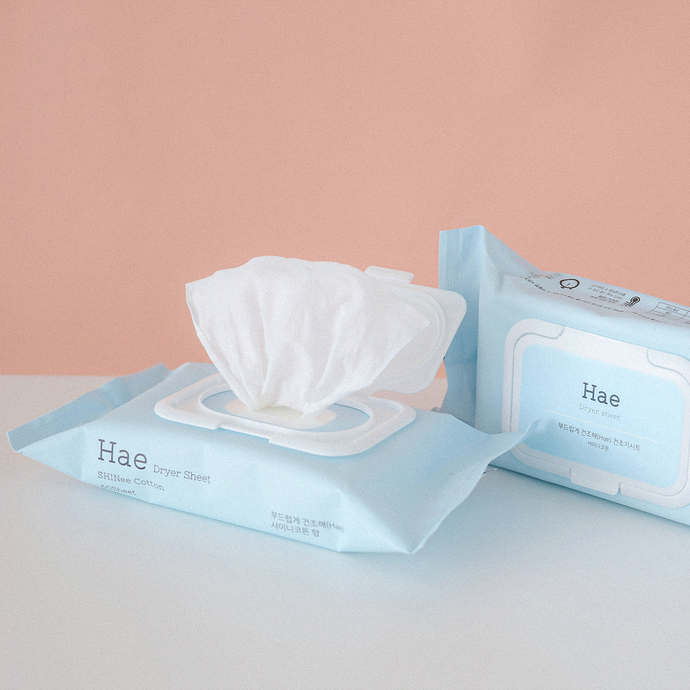 2+1 180매 하해(Hae) 샤이니코튼 뽑아쓰는 건조기시트 드라이 종이섬유유연제