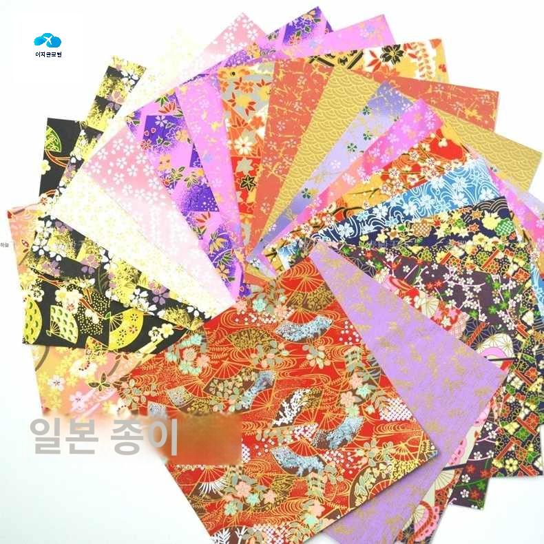 전통 색종이 꽃 종이접기 일본 문양 종이 무늬 색동 - 상품 이미지