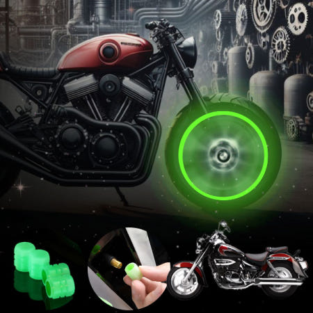 자체제작 배터리온 미라쥬 250 바이크 타이어 형광 공기 노즐캡 4PCS 사고방지 야광 밸브캡 그린 UCA-134 bs02010
