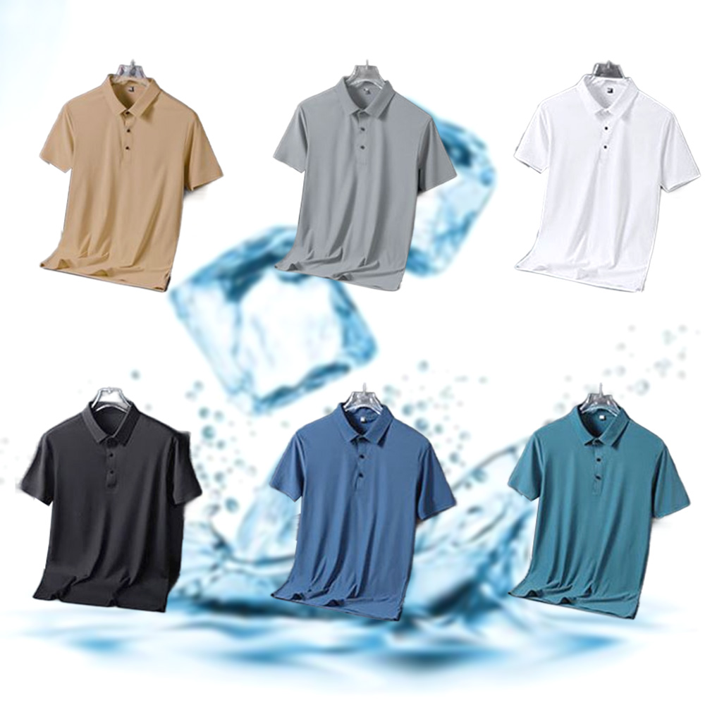 남성 넥카라 반팔티 간절기 남자 아이스 쿨링 통기성 무지 티셔츠 - 상품 이미지