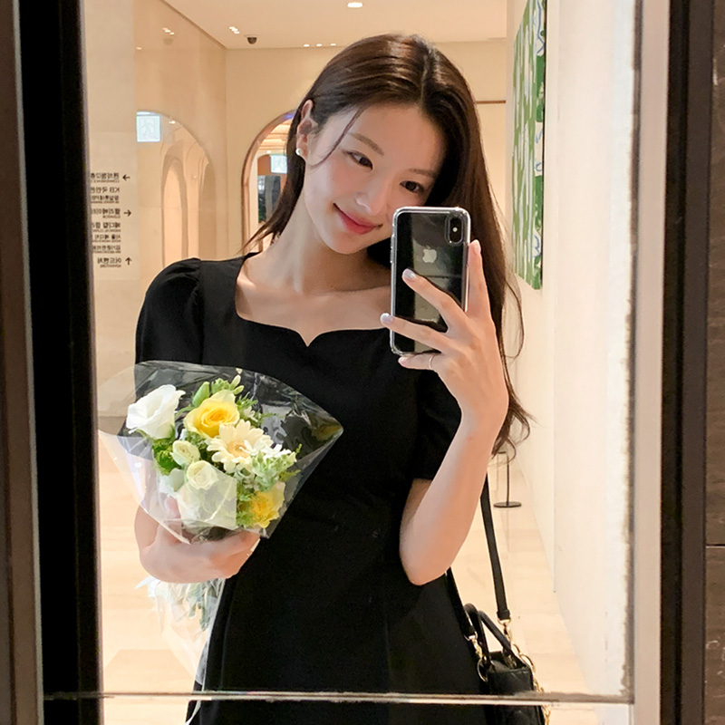 [자체제작] (MADE) 하트넥 퍼프소매 2기장 A라인 원피스 op11870 이미지 2