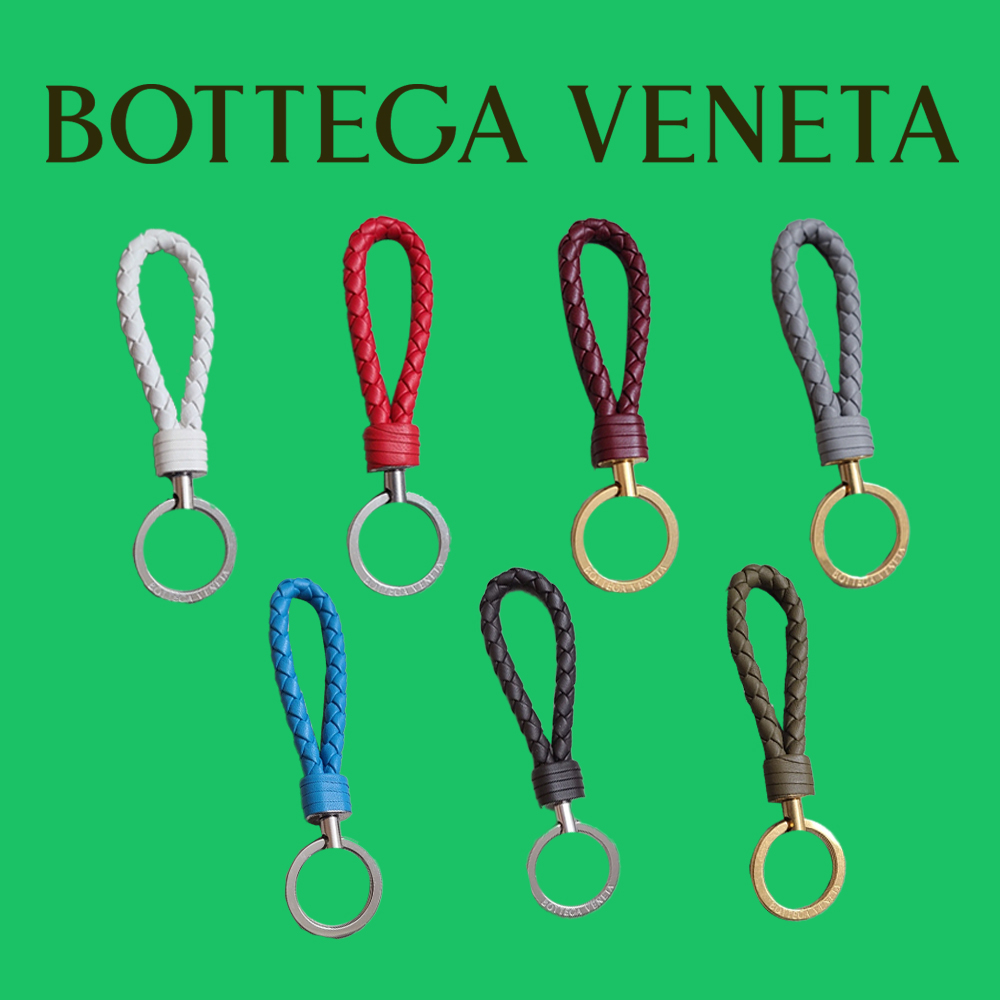 보테가베네타 키링 키홀더 인트레치아토 남녀공용 로고 택 블랙