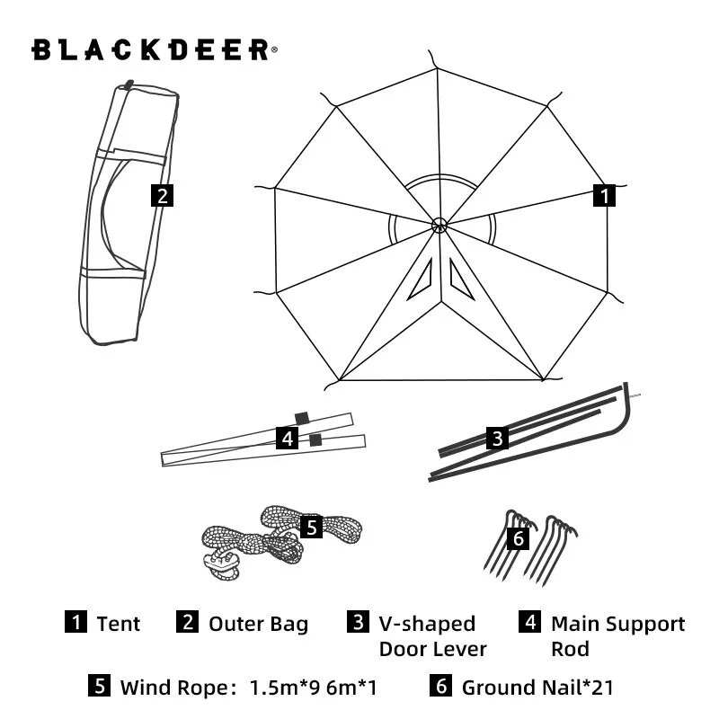 BLACKDEER 야외 몽골 텐트 미니 피라미드 피크닉 방수 캠핑 장비 - 상세 이미지 5