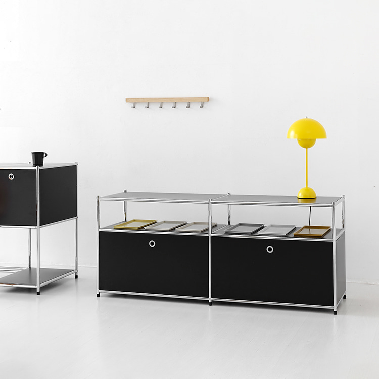 심플리 2x2 수납장 2문 BC601 1520mmx400mm640mm, 2단, 매트블랙 1185.8846 - 상세 이미지 4