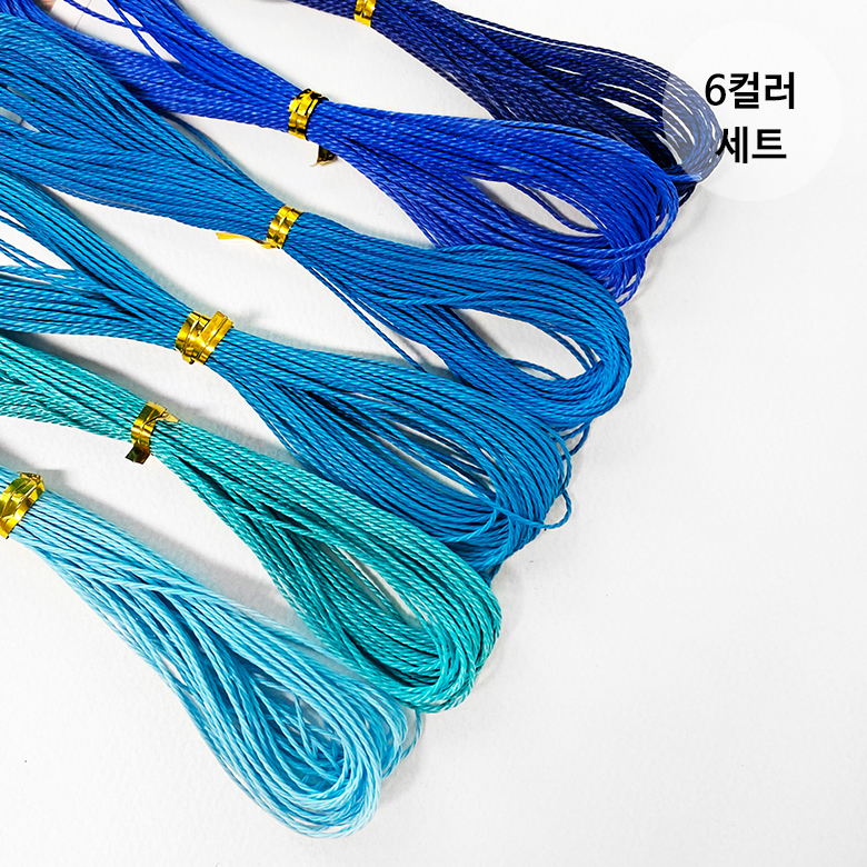 (6컬러세트) 1mm 왁스끈 비즈끈 악세사리 팔찌끈 [블루계열] - 상품 이미지