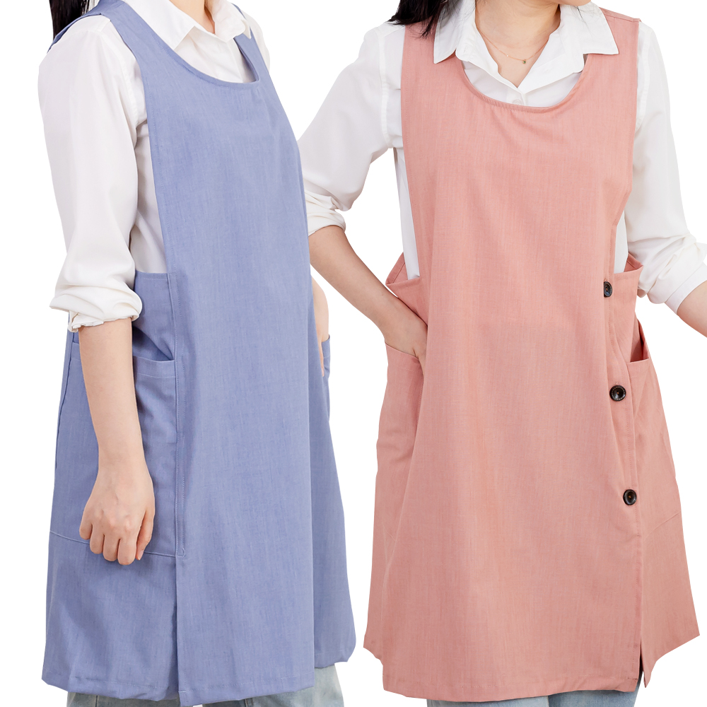 데코에버 시그니처 스판 원피스앞치마 옆주머니형 롱 어린이집교사 앞치마 빅사이즈