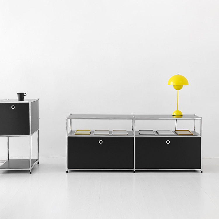 심플리 2x2 수납장 2문 BC601 1520mmx400mm640mm, 2단, 매트블랙 1185.8846 - 상세 이미지 3