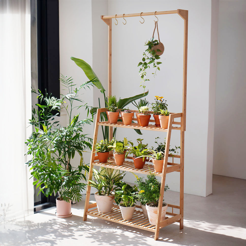 원목 화분선반 정리대 진열대 다이 거치대 다육이 식물선반 행거형 60cm 제품 이미지